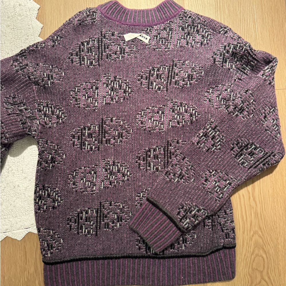 Ader Error Purple Patterned Crewneck Sweater - image 1
